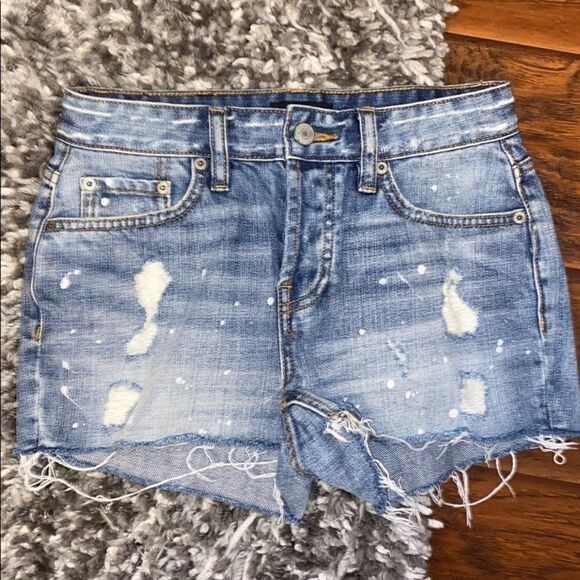Rails Austin Blue Distressed Paint Splatter Denim Short Festival Concert Boho - Picture 8 of 16